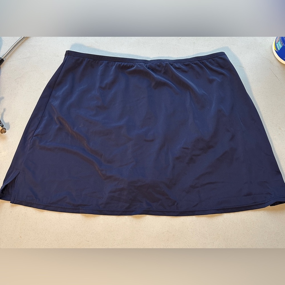 Fit 4 You Navy Blue Swim Skirt Swimsuit, Size 18W, Plus Size